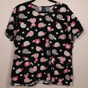 Zoe and Chloe black turtle scrub top-XL